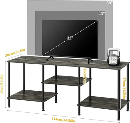 50 Inch TV Stand for Bedroom Dark Grey Entertainment Center with Storage 3 Tier TV Consoles for Living Room TV Media Console Table Cabinet with Open Storage Shelves for 50 43 40 32 Inch TV