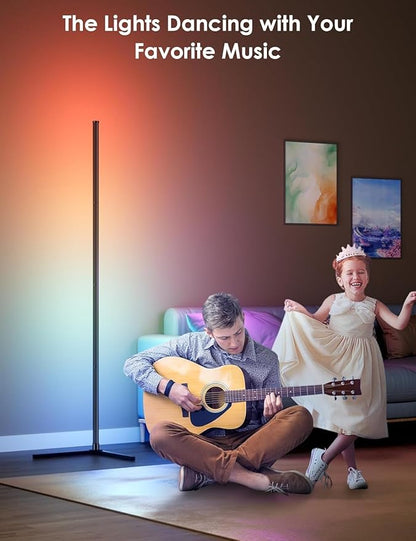 2 Pack Corner Floor Lamp, 65" RGB LED Corner Lamp, Color Changing Ambient Lighting with Music Sync - App and Remote Control LED Lamp for Bedroom, Living Room, Gaming Room