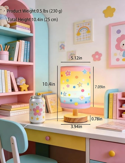 Girls Lamp,Lamp for Girls Bedroom 3-Color Small Linen Desk Lamp, 10 x 5.12 Inch with Integrated LED, for Boys & Girls Bedroom,Room Lighting Table Lamps Home Decoration(Colorful)