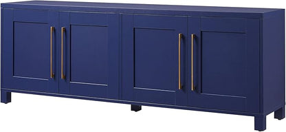 Henn&Hart TV Stand for TVs up to 75" with 2 Concealed Storage Cabinets with an Adjustable Shelf for Living Room, Family Room, or Office, Navy