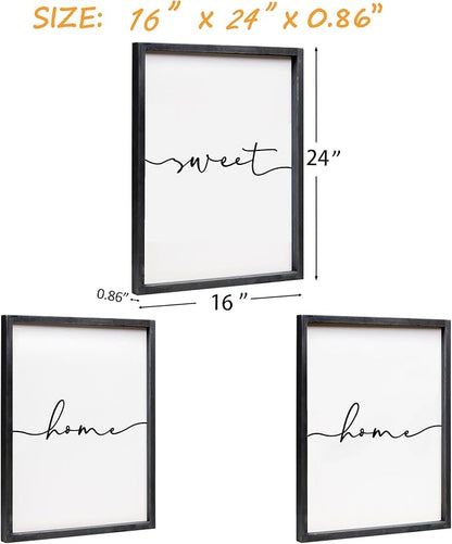 Heiple Set of 3 Framed Farmhouse Home Sweet Home Sign Above Bed Wall Decor for Bedroom Decor Wall Art Wood Signs