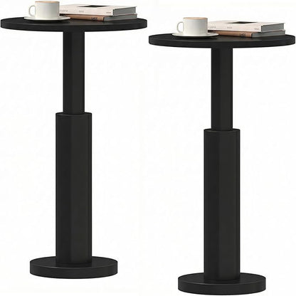 LAATOOREE Small Round Side Tables Set of 2, Drink Tables, Accent Coffee Tables, Pedestal End Tables with Thick Solid Wood Legs for Living Room,Sofa Couch,Small Spaces,Bedroom (2, Black)