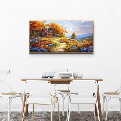ZUITINGHUA Wood Framed Large Wall Art For Bedroom Canvas Wall Decor For Living Room Office Decoration Field landscape Wall Pictures Artwork Autumn Scenery Painting Aesthetic Family Decor 24x48 In