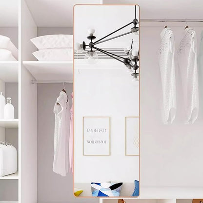 Generic Hideaway Closet Mirror, Retractable Full Length Mirror, 51"" x 16"" Wall Mounted Mirror, Suitable for Bedroom, Locker Room, Cloakroom - Rose Gold