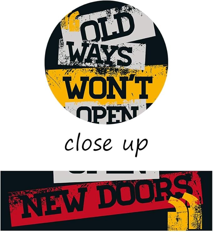 Retro Large Office Canvas Artwork HD Print Painting Pictures Color Font Old Ways Won't Open New Doors Print Poster Wall Art Wooden Gallery Wrapped Framed Home Classroom Study Room Decor-24 Wx36 H