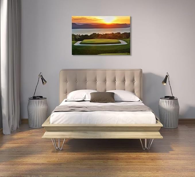 chenchenArt Sleepy Hollow 16 Hole Golf Course Wall Art for Living Room Bedroom Bathroom Home Decorations Sleepy Hollow Golf Course Picture Poster Canvas Prints Framed Ready to Hang(18''H x 24''W)