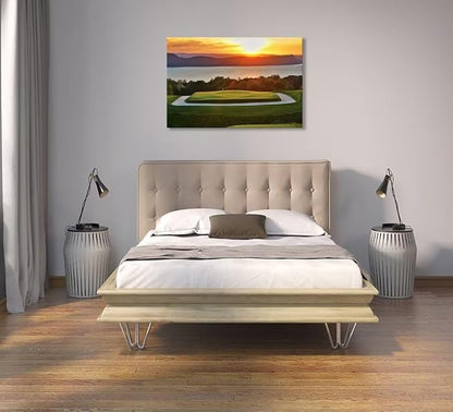 chenchenArt Sleepy Hollow 16 Hole Golf Course Wall Art for Living Room Bedroom Bathroom Home Decorations Sleepy Hollow Golf Course Picture Poster Canvas Prints Framed Ready to Hang(18''H x 24''W)