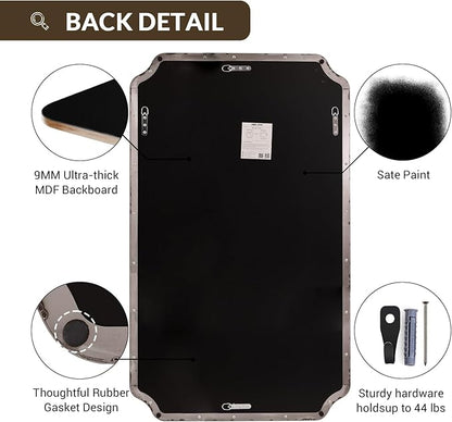 ANDY STAR 36"x60" Large Bathroom Mirror, Brushed Nickel Rectangle Mirror for Bathroom Vanity, Full Length Wall Mirror with Rust-Proof Stainless Steel Frame, Hangs Vertically or Horizontally