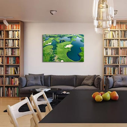 Golf Wall Art for Office Golf Course Picture Poster Canvas Prints Golf Course Picture Wall Decor for Living Room Bedroom Bathroom Home Decorations Framed Artwork Ready to Hang(18''H x 24''W)