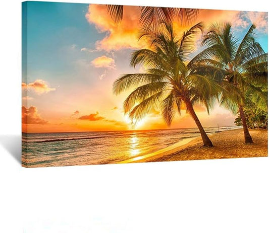 KREATIVE ARTS Canvas Print for Home Decoration - Sunset Seascape Coco Beach Modern Painting Wall Art Picture Print on Canvas Framed and Ready to Hang 20''x30''