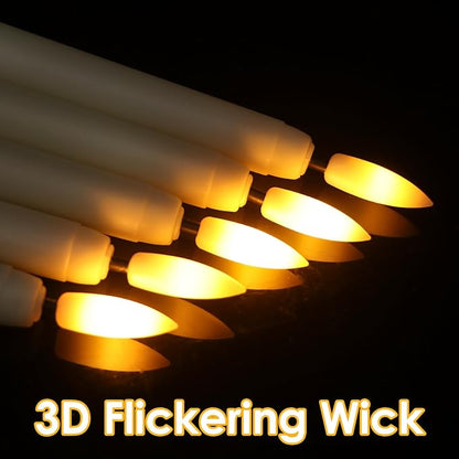 GenSwin 26 Pcs Flameless Taper Candles with 3D Wick, Long LED Taper Candles Battery Operated, Flameless Battery Tall Candlesticks for Home Party Wedding Christmas Decorations(Ivory, D0.78” x H11”)