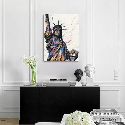 Yatsen Bridge Statue of Liberty Graffiti Version Wall Art, Fashion Pop Poster and Print, Colorful Art Canvas Paintings On the Wall Art Picture Home Decor - 18x24 inch