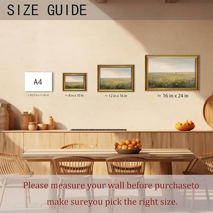 WZGZXU Vintage Gold Framed Wall Art Horse Canvas Art Wild Horses In Field Pictures Wall Decor Farmhouse Prints Country Paintings Landscape Artwork For Living Room Bedroom Gallery 12x16in