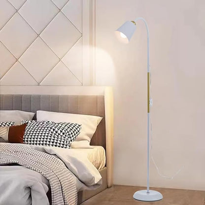 Floor Reading Lamp, Industrial Metal Floor Lamps for Living Room with Adjustable Bendable 2 in 1 Reading Table Lamps for Living Room Bedroom Office, 12W Bulb Included (White)