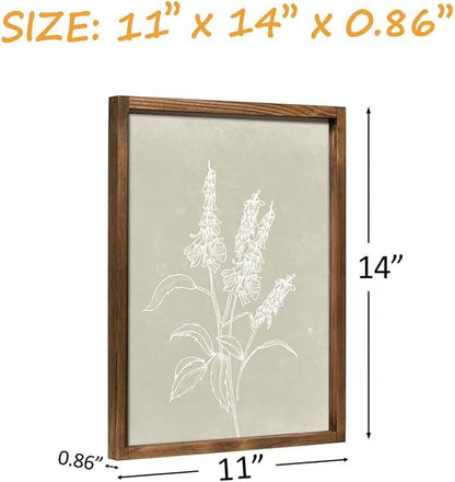 Heiple Framed Boho Wall Art Set of 4 Wooden Wall Art for Rustic Vintage Farmhouse Home Living Room Bedroom Bathroom Kitchen Wall Decor (Brown, 11"x14")