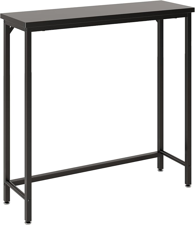 Narrow Entryway Console Table & Sofa Side Table - IndustrialHallway Table for Small Spaces, Behind Couch Table, Multi-Functional Living Room Bedroom Office,Black， 29.5" x 9.4" x 29.5"