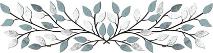 Hotop 2 Pieces Metal Tree Leaf Wall Decor Vine Olive Branch Leaf Wall Art Wrought Iron Scroll Sculptures Above the Bed, Living Room, Outdoor Decoration(Fresh Style,Fresh Color)