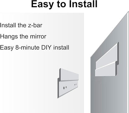Ruomeng Frameless Mirror for Wall, 48x36 Inch Bathroom Vanity Mirror Farmhouse, Large Rectangle Mirror with Beveled Edge, Tempered Glass, Hangs Horizontally or Vertically