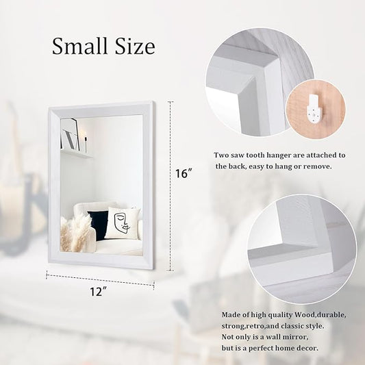 AAZZKANG Rectangular Wall Mirror Decorative Wood Framed Mirrors for Farmhouse Bedroom Bathroom Living Room Entryway Hanging Home Decor Small