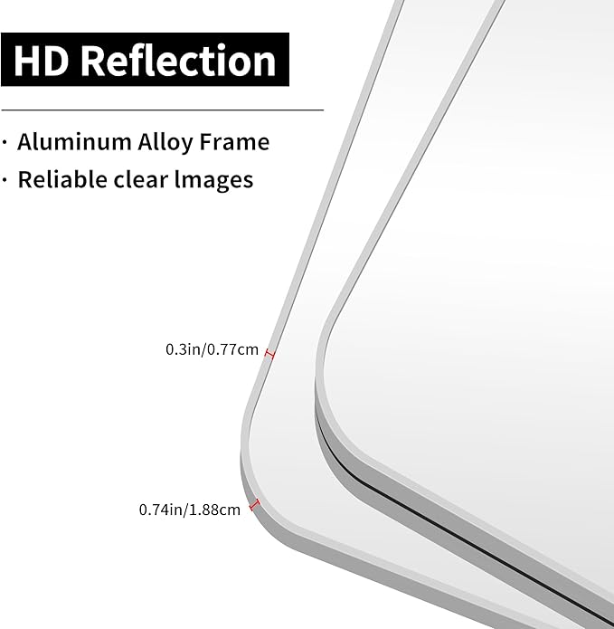 60x40 Inch Silver Bathroom Mirror, Large Rectangle Mirror, Metal Framed Rectangular Vanity Mirror, Rounded Corner Wall Mounted Mirror for Living Room Bedroom Entryway Horizontal or Vertical