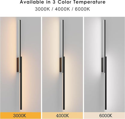 Aipsun 39.4inch Black Battery Operated Wall Sconce Set of 2, Rechargeable Wall Sconce Lighting Dimmable Wireless Wall Lights for Living Room,Bedroom