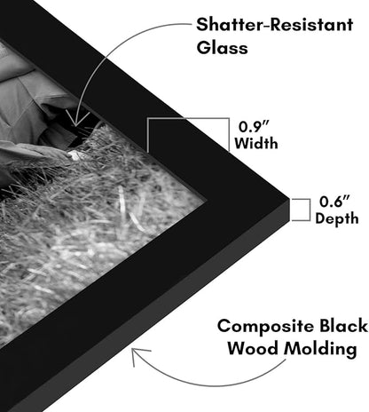 Americanflat Set of 10 Picture Frames with Shatter-Resistant Glass - Gallery Wall Frame Set with Two 8x10, Four 5x7 and Four 4x6 Frames - Signature Collection - Black