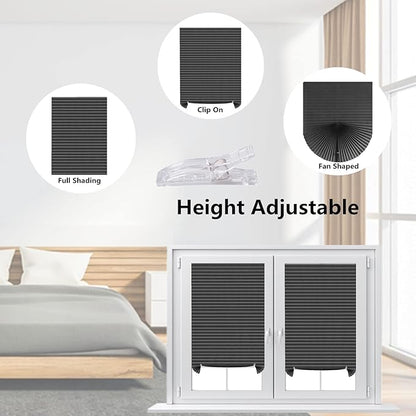 Window Blinds Cordless Blackout No Drill Cut to Size Clip On Stick On Self Adhesive Temporary Blinds Pleated Paper Blinds for Windows Doors Shades for Home Nursery Bedroom Kitchen Bathroom