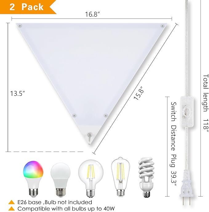 2 Pack Corner Light, Modern Corner Ceiling Light for Living Room, Bedroom, Office - White