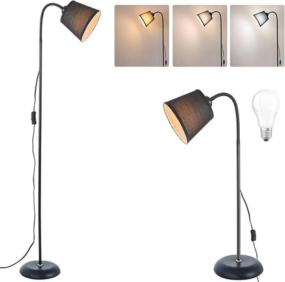 Floor Lamp, Industrial Metal Floor Lamps for Living Room with Adjustable Bendable 2 in 1 Reading Table Lamps for Living Room Bedroom Office (B+Black Shade)
