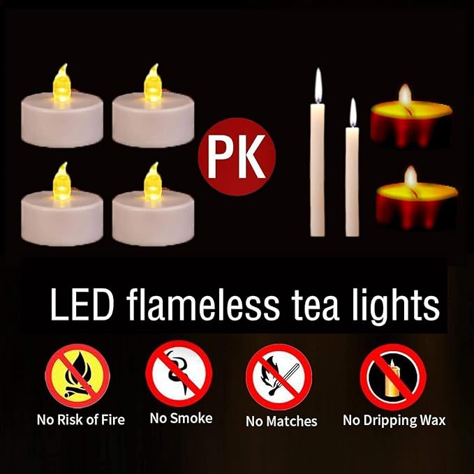 Nancia LED Tea Lights Candles- 24PACK Flameless Candles Realistic and Bright Flickering Long Lasting 200Hours for Holiday Celebration,Home Decoration Warm Yellow