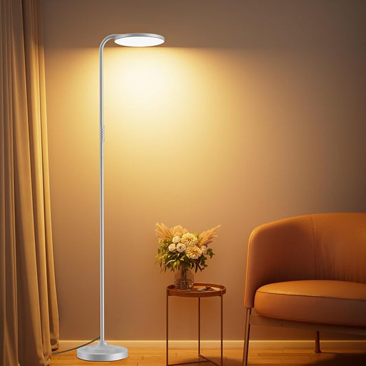 SIBRILLE 36W LED Floor Lamp, Super Bright Standing Lamp, Modern Stepless Dimmable Torchiere Tall Lamp with Remote Control, 350°Rotating Head Reading Floor Lamp for Living Room, Bedroom, Office