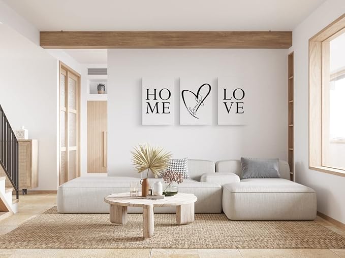 GUBIYU Home Love Wall Decor Set of 3 Prints Modern Black and White Wall Art Canvas 12x16 inches for Living Room, Bedroom, Kitchen, Office