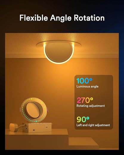 Lumary 4 Inch Smart Gimbal Recessed Lighting Ultra with 2200k Night Light，270°+90°Rotatable LED Recessed Lights, 9W 600LM Angled Adjustable LED Downlight, Works with Alexa & Google Assistant, 4Pack