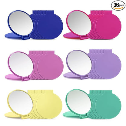Qislee Compact Mirror Bulk, Pocket Small Mini Folding Mirrors for Purse, 36 Packs (6 Colors)