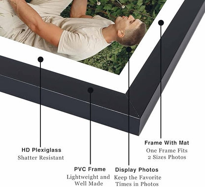 JCJMY 10 Pack 12x16 Picture Frame with 11x14 Mat, Display 11x14 with Mat or 12x16 Without Mat, 12 by 16 Frames Bulk Set of 10 Collage Gallery Wall Decor Photo Frames Set for Wall, Black