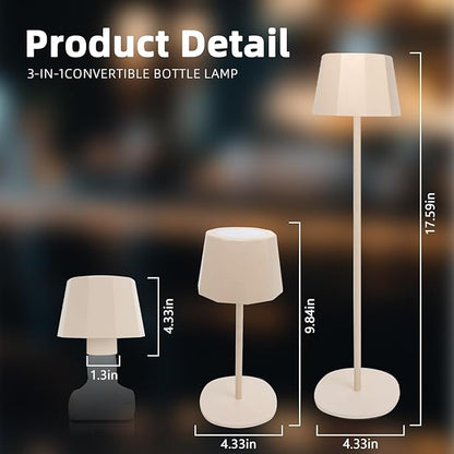 Modern 2-in-1 Table Lamp & Bottle Lamp, Pleated Metal Shade Touch Control Lamp | Adjustable Height, Warm Light & RGB, Stepless Dimming, Anti-Tip Design,Trapezoid,Beige