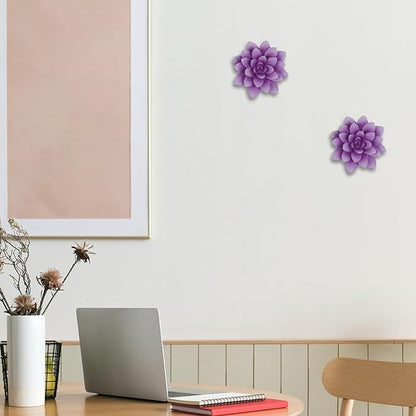 Guichifun Flower Wall Decor Succulent plants - 3D Purple Resin Wall Hanging Decor Art Decor for Home Bedroom Living Room Christmas Gift 3.75 X 4 X 1.5 Inch
