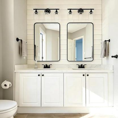 USHOWER 2-Pack Black Bathroom Mirrors for Over Sink 24 x 36 Inch, Metal Frame Rectangle Wall Mirror, Modern Farmhouse Vanity Mirror, Wall Mounted
