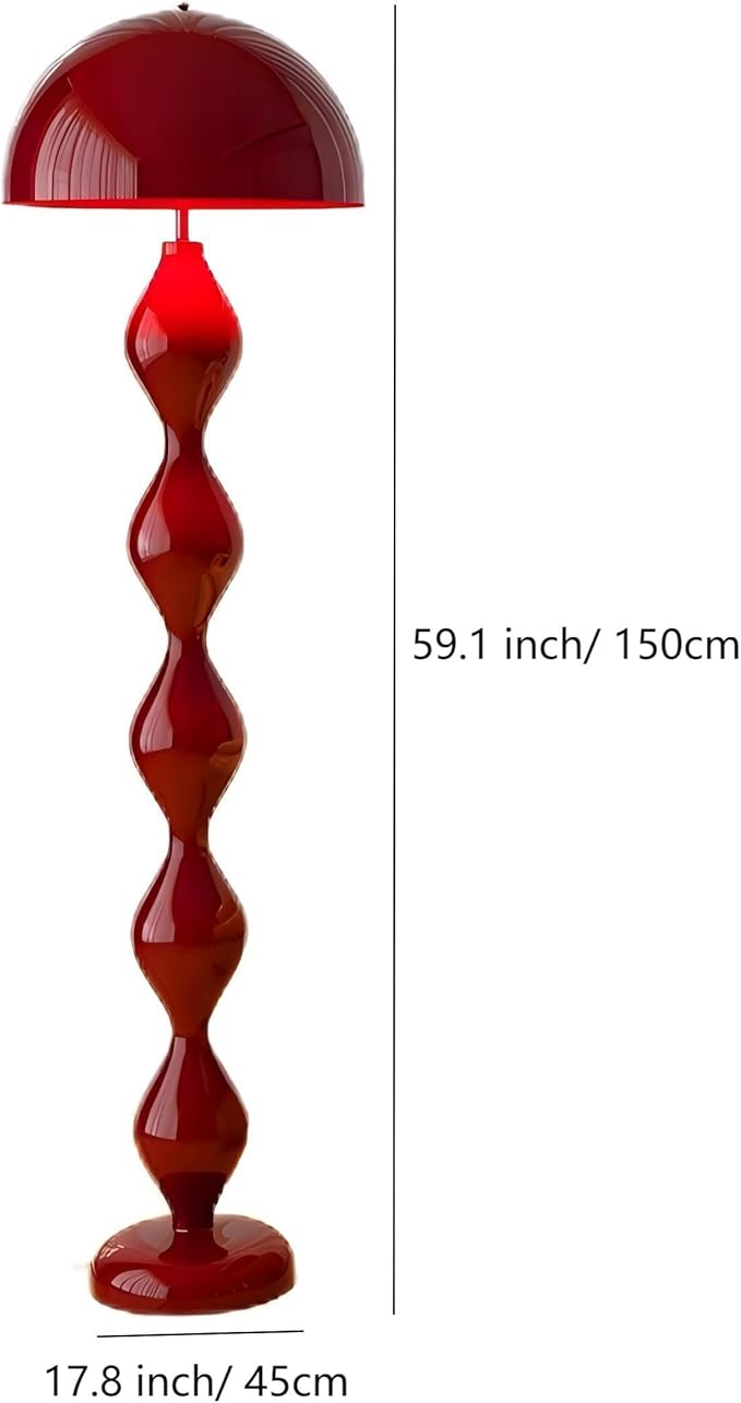 Modern Mushroom Floor Lamp, Red, 59.1 Inch High, 3 Light Colors, Foot Switch