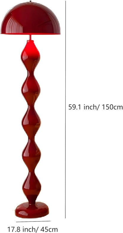 Modern Mushroom Floor Lamp, Red, 59.1 Inch High, 3 Light Colors, Foot Switch