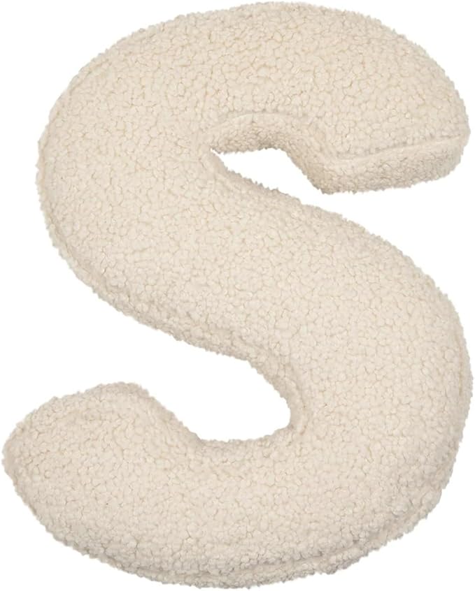 Letter Pillow English Letter Plush Pillow Cozy Lambswool Initial Throw Pillow Alphabets Letter Decorative Cushion Comforting Huggable Stuffed Cushion for Bedroom Sofa（15.7 * 13.8 * 3.9 in）