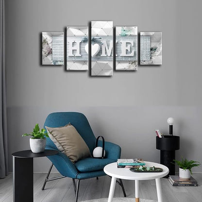 AWLXPHY Decor Home Decoration Wall Art Canvas for Living Room Framed Painting Pink and Grey 5 Panels Modern Still Life Love Stretched Artwork 3D Giclee (Blue, W60 x H30, Framed)