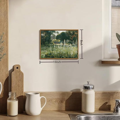 OIQArtOIQ Vintage Framed Wall Art Garden Landscape Canvas Art Prints Rustic Farmhouse Scenery Pictures Wall Decor Modern Cottagecore Paintings Artwork For Bedroom Bathroom Office Living Room