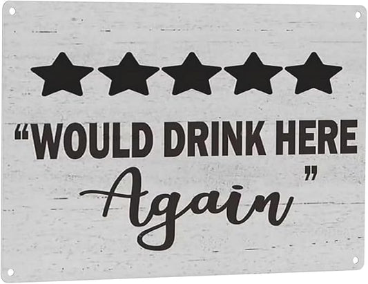 JACKGOLD Wall Decoration Would Drink Here Again Retro Fenway Wall Store Card Shop Tin Metal Sign 8X12 Inches
