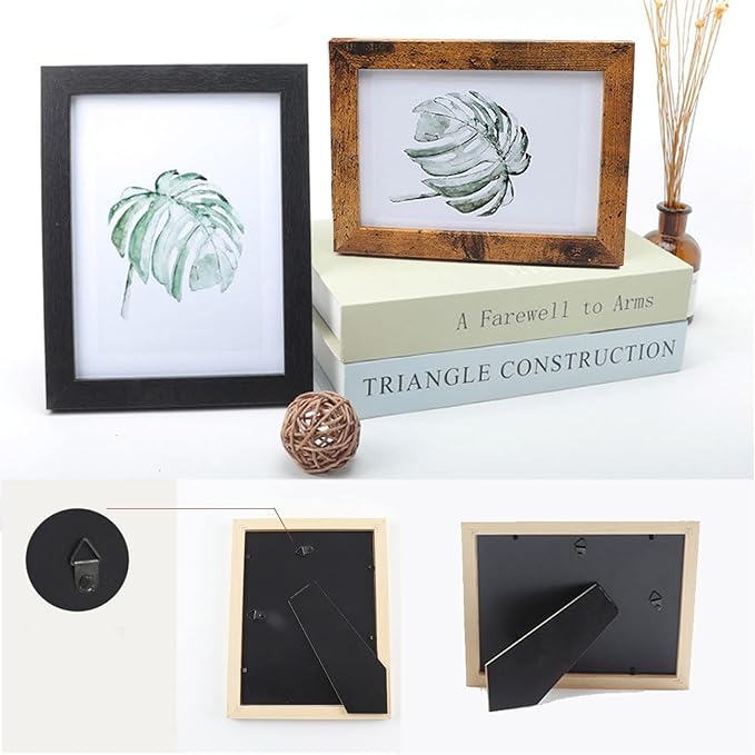 xnlkros Picture Frame Set 10 pack, Farmhouse Photo Frames, Gallery Wall Frame Collage, 8x10 5x7 4x6 Frames in 3 Different Finishes Picture Frames For Wall or Desk,Rustic Black