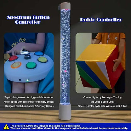 Bubble Tube Floor Lamp – Works with Various Controllers, Color-Changing Aquarium Mood Light for Visual Stimulation & Relaxation in Home, Sensory Rooms & Therapy Clinics (6FT Bubble Lamp)