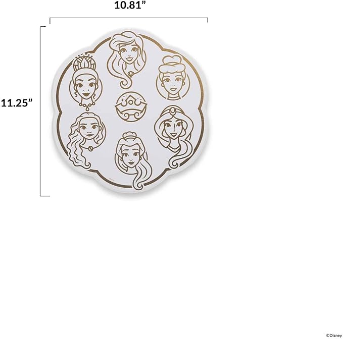 Open Road Brands Disney Princess Icons Scalloped Wood Wall Decor - Beautiful Disney Princess Wall Art for Home Decorating