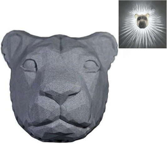 3D Animal LED Wall Lamp, Creative Resin Carving, Atmosphere Rendering for Study, Bedroom, Dining Room, Stairway, Hallway, Bar (Lion)