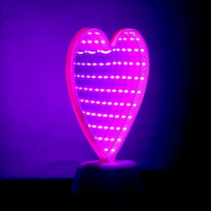 Mirror Light, LED Desktop Lamp - Heart Shaped Night Light & Party Decor, Pink, Modern Style, Plastic, Battery Powered, 7.48x2.75x6.29 inches, 0.19 lbs