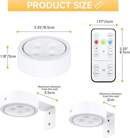 4-Pack Battery Picture Lights, Remote Painting Light for Art Disaplay,Magnetic LED Wall Picture Light, Dimmable & Timer, 3 Lighting Modes Art Display Light for Gallery Dartboard Frame Pictures, White